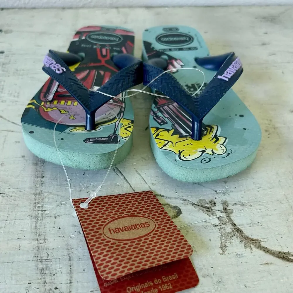 NWT Children’s kids Havaianas Star Wars flip flops sandals size 10 C